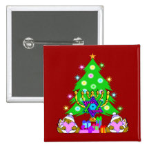 Christmas and Hanukkah Together Buttons