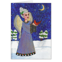 Christmas Angel & Cardinal - Holiday card