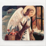 Christmas Angel looking through a window Mouse Pad