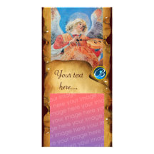 CHRISTMAS  ANGEL PARCHMENT Sapphire Monogram Photo Card