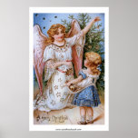 Christmas Angel with Victorian Girl Poster