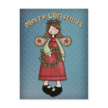 Christmas Angel with wreath postcards