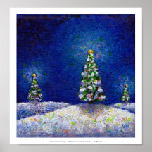 Christmas art fun colourful trees original paintin print