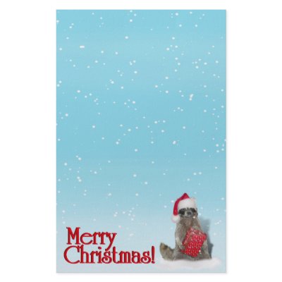 Christmas Bandit Raccoon with Present Stationery Design by I_Love_Xmas