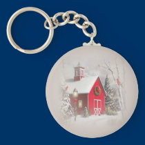 Christmas Barn Keychain keychains