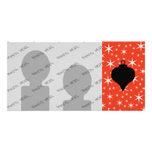 Christmas Bauble Design in Black, Red and White. Photo Greeting Card