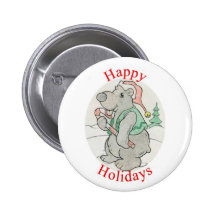 Christmas Bear Button