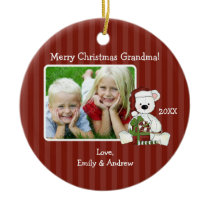 Christmas Bear Grandma Photo Personalized ornaments
