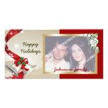 Christmas Bells And Ribbons Photo Card
