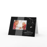 Christmas Berries Greeting Card Black Gray Damask