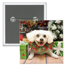 Christmas - Bichon Frise - Satchel Button