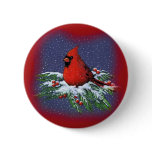 CHRISTMAS BIRD: CARDINAL: ART PINS