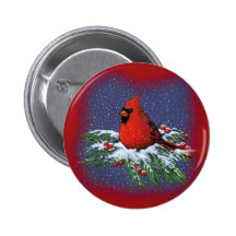 CHRISTMAS BIRD: CARDINAL: ART PINS