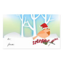 Christmas Bird Gift Tags Rectangle Stickers