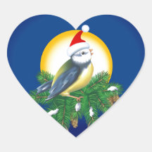 Christmas Bird Heart Stickers