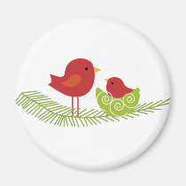 Christmas Birds on Tree magnets