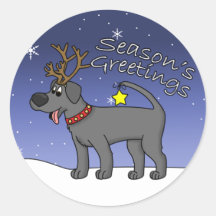 Christmas Black Lab Round Sticker