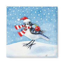 Christmas Blue Jay Refrigerator Magnets