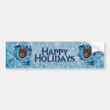 Christmas - Blue Snowflake - Doberman - Rocky Bumper Stickers