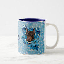 Christmas - Blue Snowflake - Doberman - Rocky Mugs