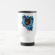 Christmas - Blue Snowflake - Doberman - Rocky Mugs