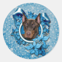Christmas - Blue Snowflake - Doberman - Rocky Sticker
