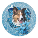 Christmas - Blue Snowflake - Sheltie Stickers