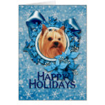 Christmas - Blue Snowflake - Yorkshire Terrier Card