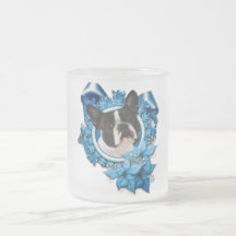 Christmas - Blue Snowflakes - Boston Terrier Mug