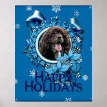 Christmas - Blue Snowflakes - Cocker Spaniel Poster
