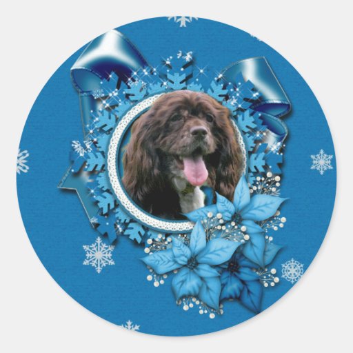 Christmas - Blue Snowflakes - Cocker Spaniel Stickers