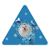 Christmas - Blue Snowflakes - Maltese Triangle Sticker