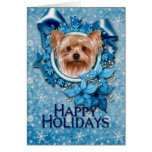 Christmas - Blue Snowflakes - Yorkshire Terrier Cards