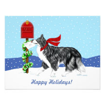 Christmas Border Collie Mail Custom Announcements
