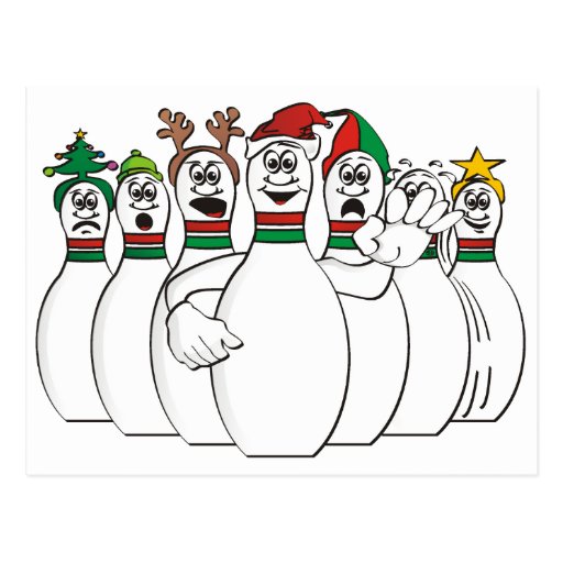 Christmas Bowling Pins Postcards