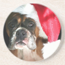 Christmas boxer dog coaster