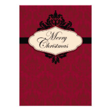 Christmas Brocade Red Invitation Card