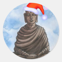 Christmas Buddha! Round Stickers