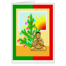 Christmas Buddha w/ Tree Greeting Cards