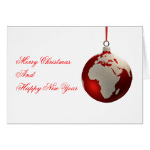 Christmas Bulb With Continents, Europe and Africa Card