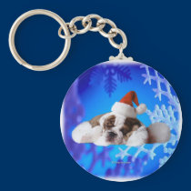 Christmas Bulldog Puppy Keychain keychains