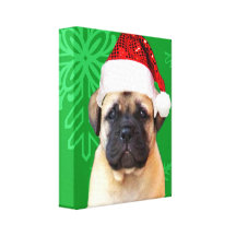Christmas bullmastiff puppy gallery wrap canvas pr