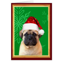 Christmas Bullmastiff puppy Greeting Cards