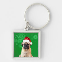Christmas Bullmastiff puppy Keychains