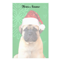 Christmas bullmastiff puppy stationery design