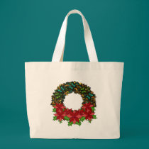 Christmas Butterfly Poinsettia Wreath Tote Bag bags