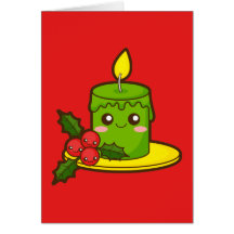Christmas Candle and Holly Card