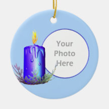 Christmas Candle Night Blue (photo frame) Christmas Tree Ornament