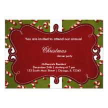 Christmas Candy Cane Custom Invitations