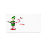 Christmas Candy Cane Elf Gift Tag Personalized Address Label